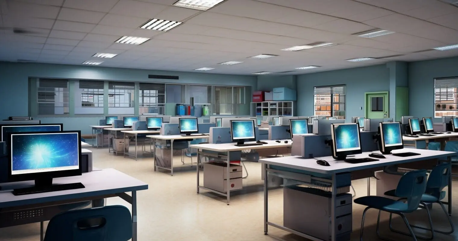 A classroom with computers in a school using our IT Support for Schools.png