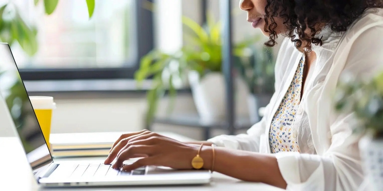 a person using a laptop to take an assessment