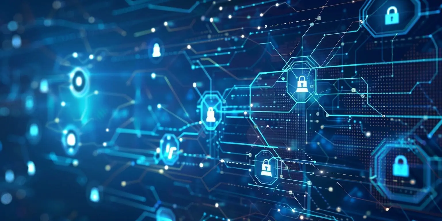 cyber security locks on tech background