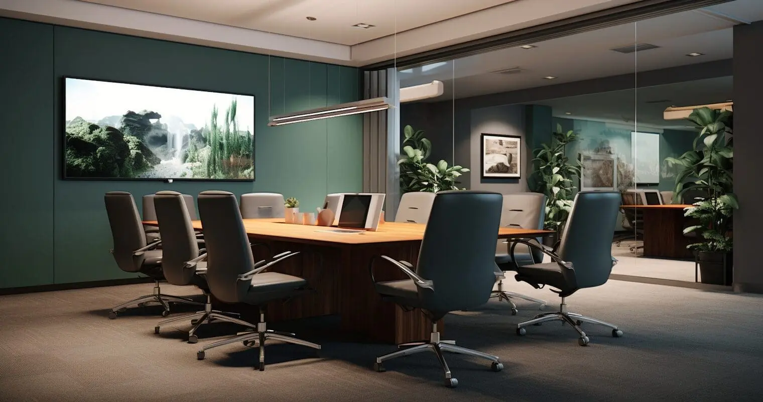small financial services meeting room with computers within the south west of england