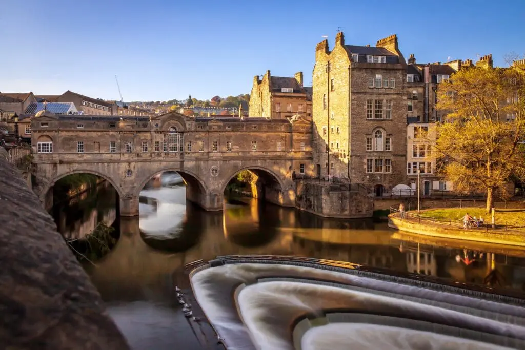 Pulteney Bridge, Bath and the River Avon at Sunset Hour